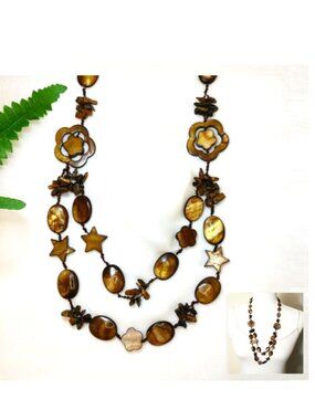 Natural Mother Pearl Gems Necklace Floral Stars